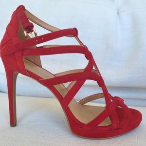 Michael Kors Red High Heel Strappy Sandals, 7.5 US